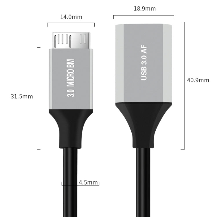 USB 3.0 A Female to Micro B Mobile Hard Disk Adapter Cable, 0.2m, 0.5m