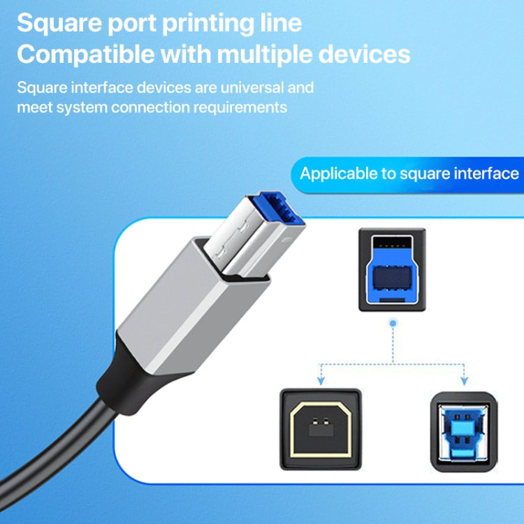 USB 3.0 A Male to USB-B Square Interface Printer Data Transmission Adapter Cable, 0.3m, 1m, 2m