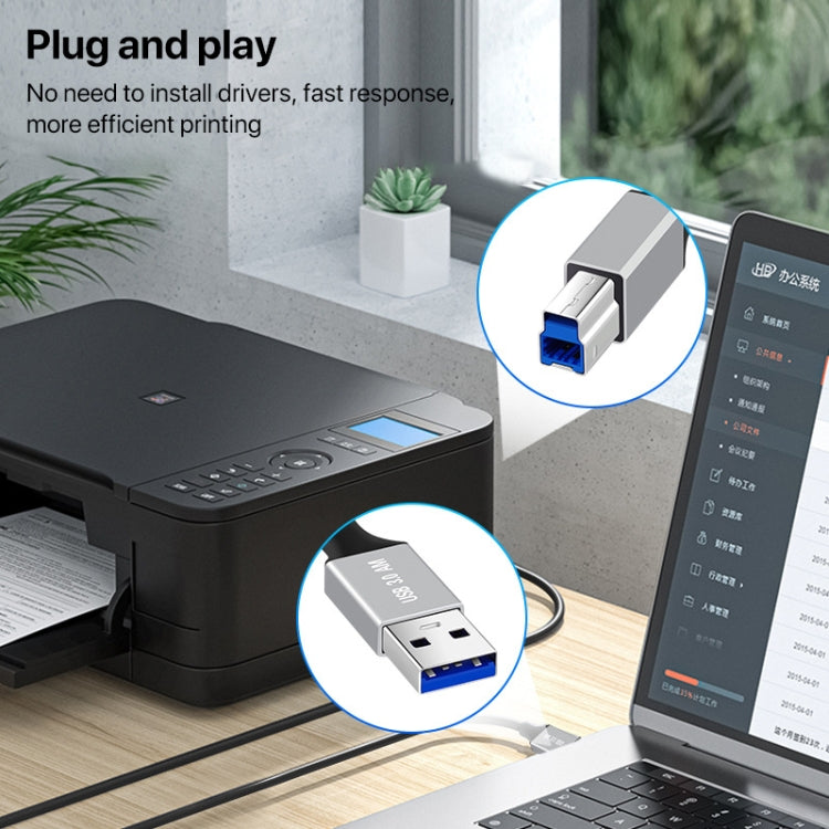USB 3.0 A Male to USB-B Square Interface Printer Data Transmission Adapter Cable, 0.3m, 1m, 2m