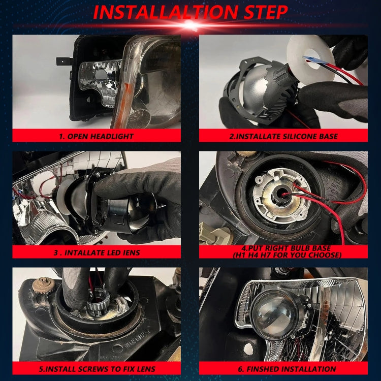 T03 Pair 3 inch Car Bifocal LED Lens Headlight, Left-hand Drive, T03