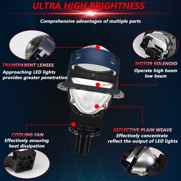 T03 Pair 3 inch Car Bifocal LED Lens Headlight, Left-hand Drive, T03