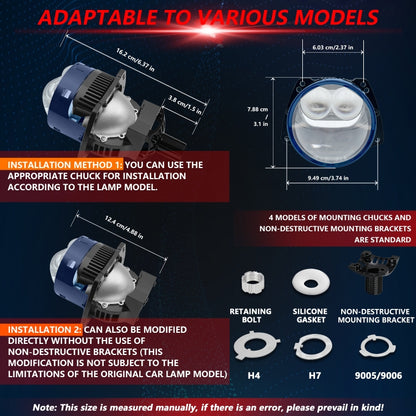 T05 Pair 3 inch Car Bifocal Direct Light Source LED Lens Headlight, Left-hand Drive, T05