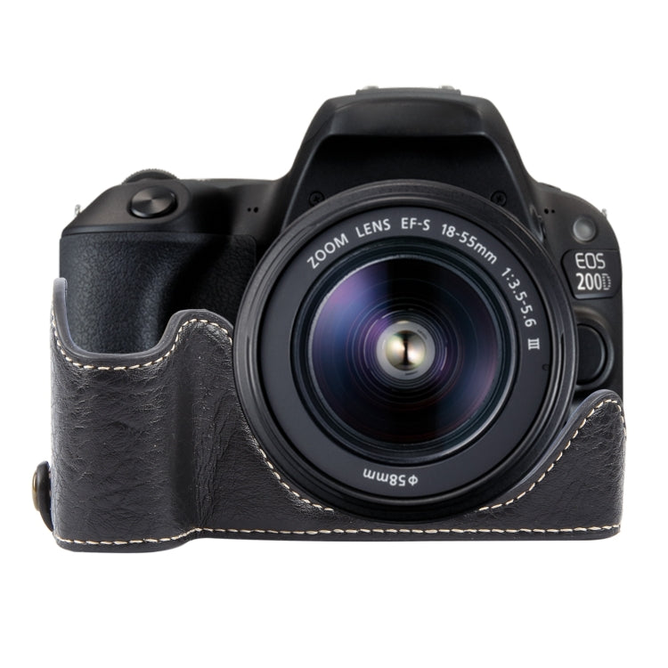 Buffalo Texture PU Leather Camera Half Case Base, For Canon EOS 200D II / 200D