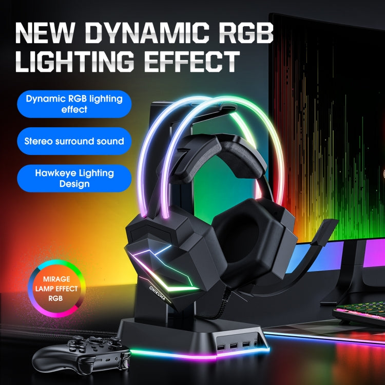 ONIKUMA X20 RGB Colorful Head-mounted Wired Gaming Earphone, Length: 1.8m, X20