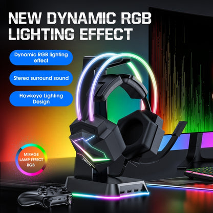 ONIKUMA X20 RGB Colorful Head-mounted Wired Gaming Earphone, Length: 1.8m, X20