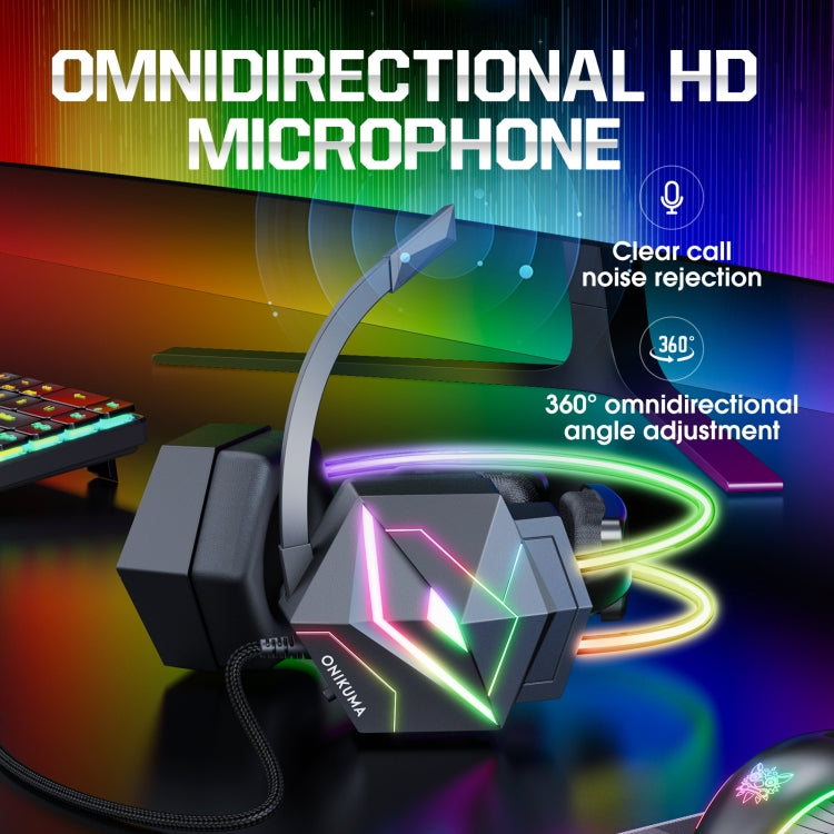 ONIKUMA X20 RGB Colorful Head-mounted Wired Gaming Earphone, Length: 1.8m, X20