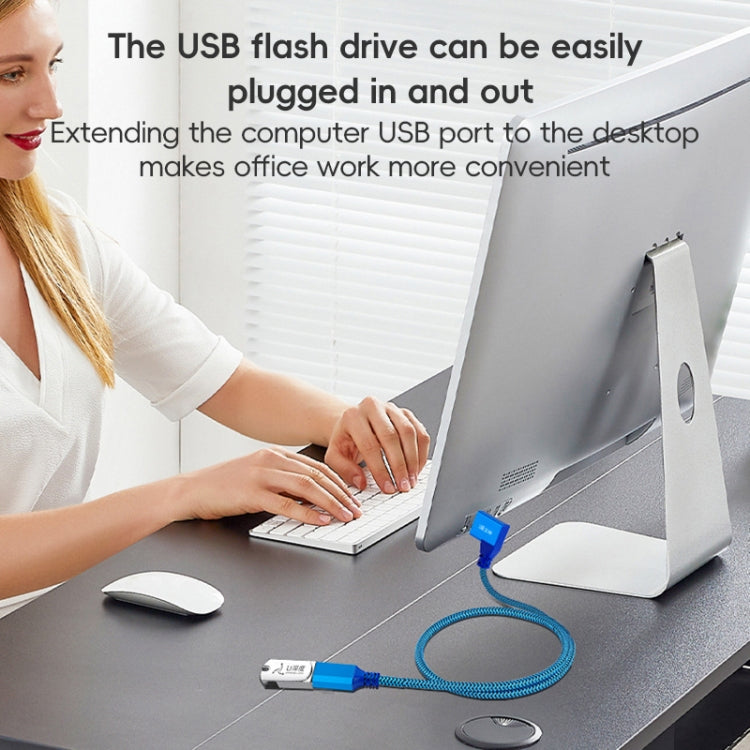 USB 3.0 Female To USB 3.0 Male Side Elbow Extension Cable for USB Disk Mouse / Keyboard / Printer, 1m