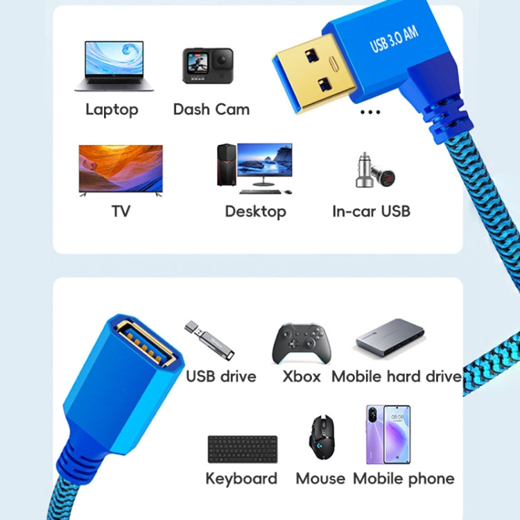 USB 3.0 Female To USB 3.0 Male Side Elbow Extension Cable for USB Disk Mouse / Keyboard / Printer, 1m