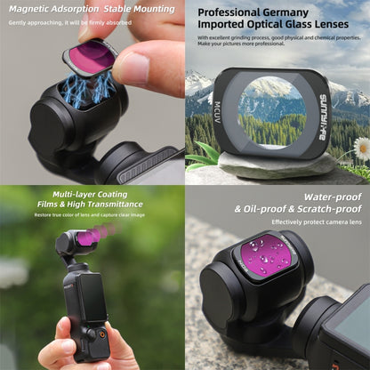 For DJI Osmo Pocket 3 Sunnylife Camera Lens Magnetic Metal Filter, No Impact On Gimbal Reset, MCUV, ND8, ND16, ND32, ND64, CPL, ND8PL, ND16PL, ND32PL, ND64PL, 3 in 1 CPL ND8 ND16, 4 in 1 ND8-64, 4 in 1 ND8-64PL, 4 in 1 UV CPL ND32 ND64...