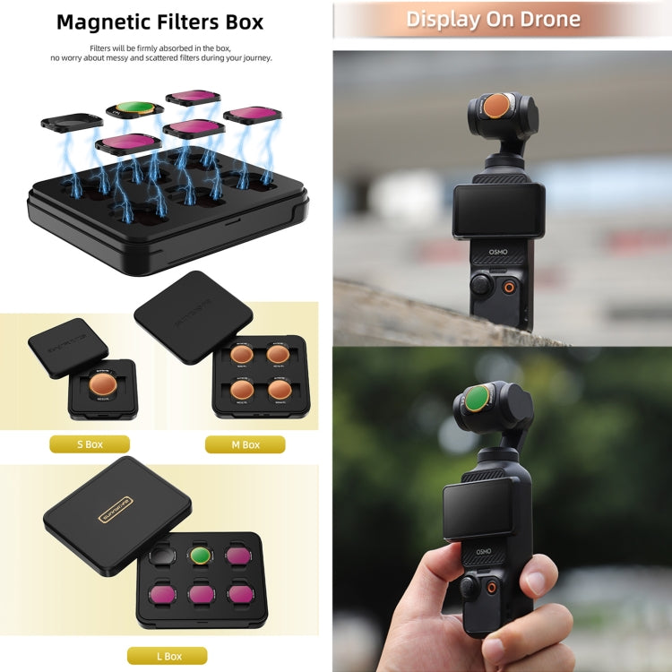 For DJI Osmo Pocket 3 Sunnylife Camera Lens Magnetic Metal Filter, No Impact On Gimbal Reset, MCUV, ND8, ND16, ND32, ND64, CPL, ND8PL, ND16PL, ND32PL, ND64PL, 3 in 1 CPL ND8 ND16, 4 in 1 ND8-64, 4 in 1 ND8-64PL, 4 in 1 UV CPL ND32 ND64...