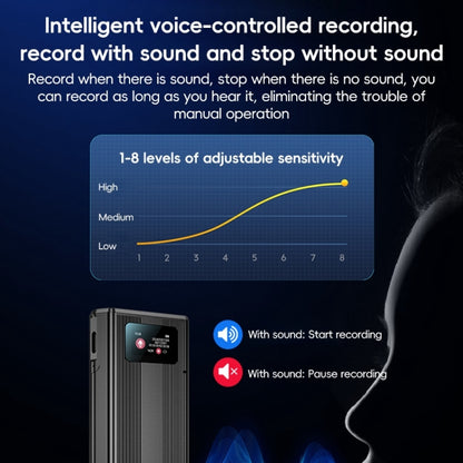 ZD42B Magnetic Sound Control Smart Noise Reduction Voice Recorder, 16GB, 32GB