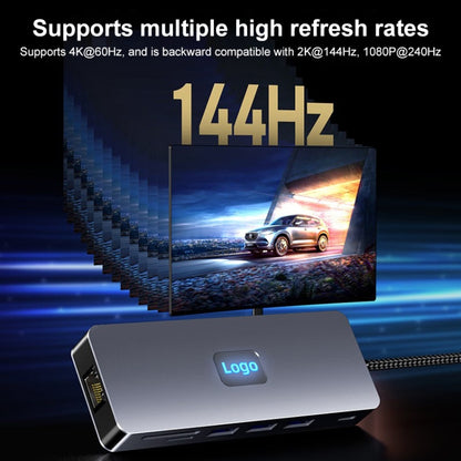 BYL-2411 11 in 1 Type-C HUB Docking Station with 3 x USB3.0, PD100W,  SD/TF, RJ45, Type-C, VGA, HDTV, 3.5mm Jack, BYL-2411