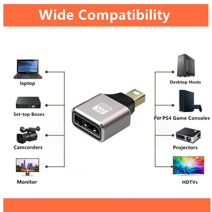 8K 60Hz Male Mini Displayport to Female Displayport Adapter DP Converter, Male Mini Displayport to Female Displayport