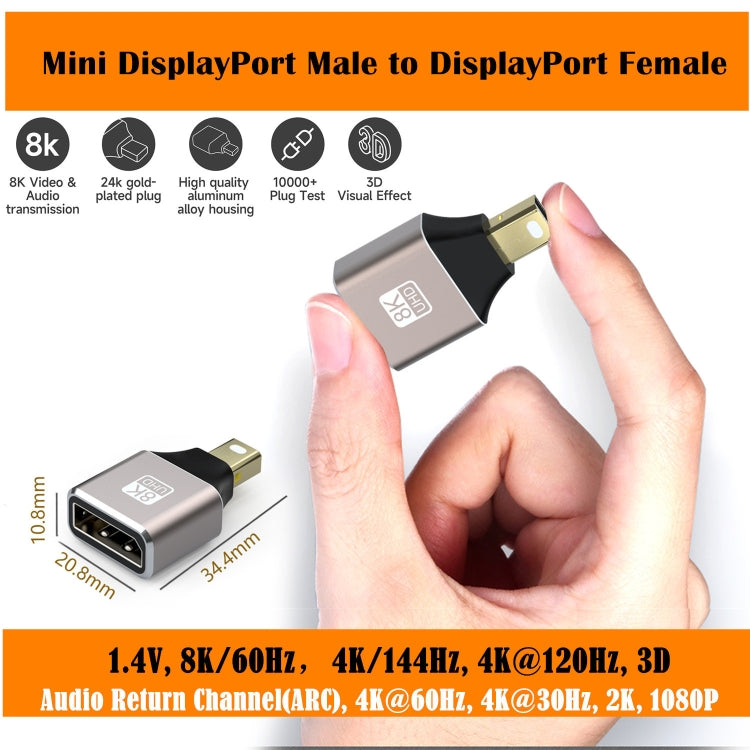 8K 60Hz Male Mini Displayport to Female Displayport Adapter DP Converter, Male Mini Displayport to Female Displayport