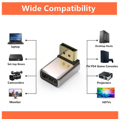 8K 60Hz PD1.4 Male Displayport to Female Displayport Adapter Converter, Up, Down, Left, Right