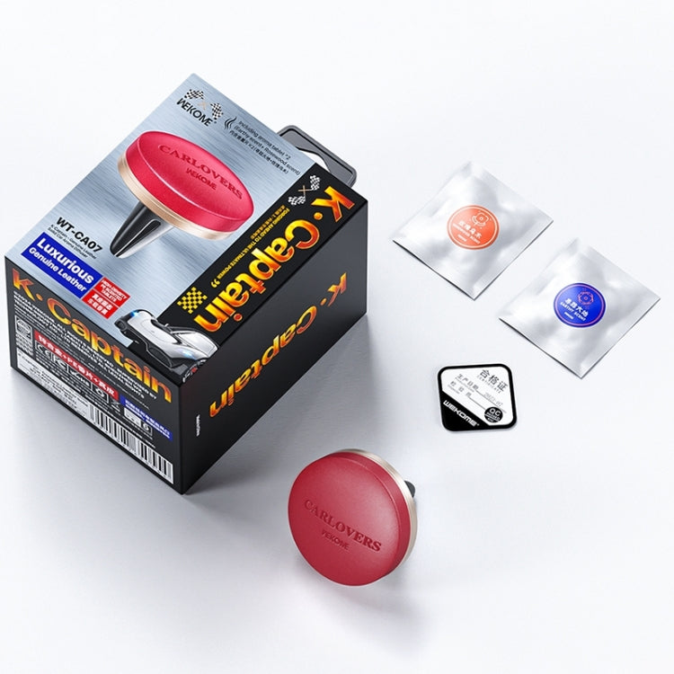 WEKOME WT-CA07 K-Captain Genuine Leather Solid Car Aroma Diffuser, WT-CA07 (Black), WT-CA07 (Red)