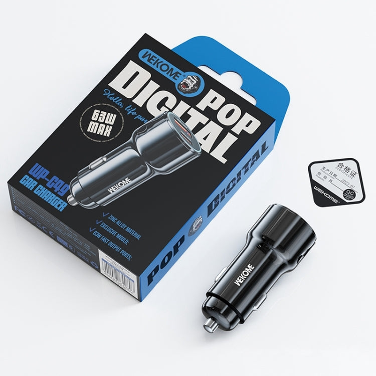 WEKOME WP-C49 Pop Digital Series USB, USB-C / Type-C 63W Fast Car Charger, WP-C49