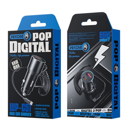 WEKOME WP-C51 Pop Digital Series 66W USB, USB-C / Type-C Car Charger with Charging Cable, WP-C51