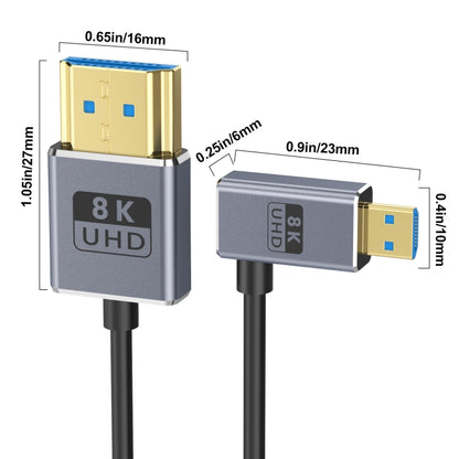 30cm Coaxial Micro HDMI to HDMI 8K UHD 48Gbps Video Connection Cable, 30cm Right Elbow, 30cm Straight Head, 30cm Left Elbow