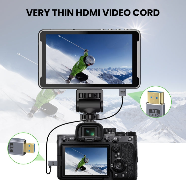 30cm Coaxial Micro HDMI to HDMI 8K UHD 48Gbps Video Connection Cable, 30cm Right Elbow, 30cm Straight Head, 30cm Left Elbow