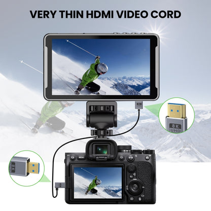 60cm Coaxial Micro HDMI to HDMI 8K UHD 48Gbps Video Connection Cable, 60cm Right Elbow, 60cm Straight Head, 60cm Left Elbow