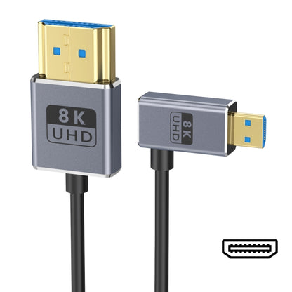 1.2m Coaxial Micro HDMI to HDMI 8K UHD 48Gbps Video Connection Cable, 120cm Right Elbow, 120cm Straight Head, 120cm Left Elbow
