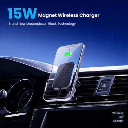 CW12 15W Max QI Standard Magnetic Wireless Charging Car Holder, CW12