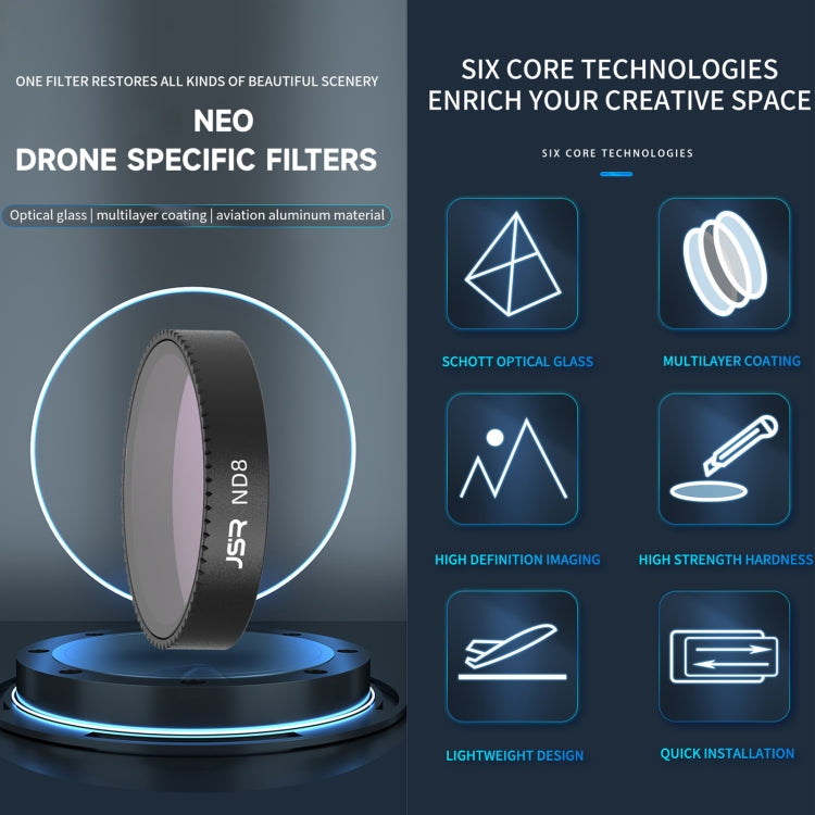 For DJI Neo JSR KB Series Drone Lens Filter, MCUV, CPL, ND8, ND16, ND32, ND64, ND8PL, ND16PL, ND32PL, ND64PL, NIGHT, STAR, Black Mist 1/4, Streak Drawing Blue, 3 in 1 CPL ND8/16, 4 in 1 CPL ND8 Brushed Black Mist, 4 in 1 ND8-64, 6 in 1 ND8-64 CPL STAR...