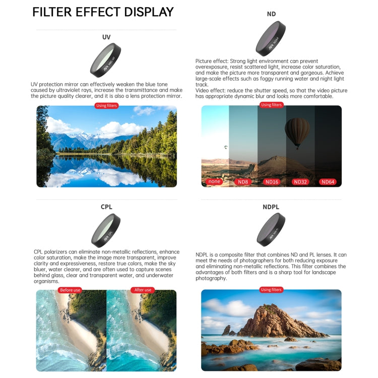 For DJI Neo JSR KB Series Drone Lens Filter, MCUV, CPL, ND8, ND16, ND32, ND64, ND8PL, ND16PL, ND32PL, ND64PL, NIGHT, STAR, Black Mist 1/4, Streak Drawing Blue, 3 in 1 CPL ND8/16, 4 in 1 CPL ND8 Brushed Black Mist, 4 in 1 ND8-64, 6 in 1 ND8-64 CPL STAR...