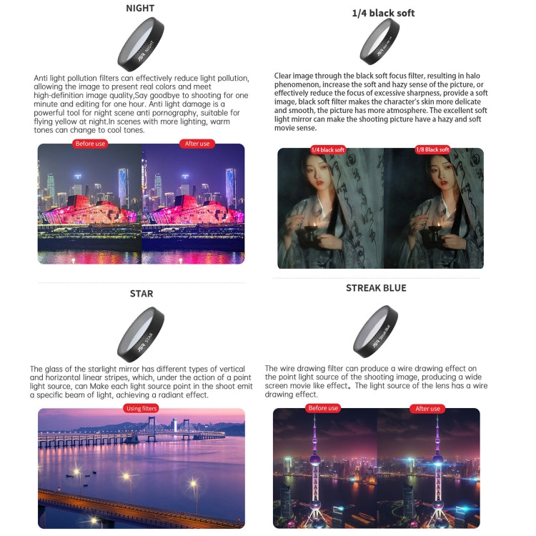 For DJI Neo JSR KB Series Drone Lens Filter, MCUV, CPL, ND8, ND16, ND32, ND64, ND8PL, ND16PL, ND32PL, ND64PL, NIGHT, STAR, Black Mist 1/4, Streak Drawing Blue, 3 in 1 CPL ND8/16, 4 in 1 CPL ND8 Brushed Black Mist, 4 in 1 ND8-64, 6 in 1 ND8-64 CPL STAR...