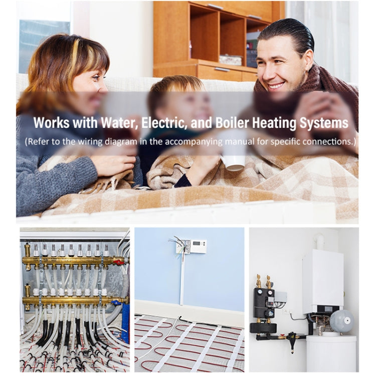 WiFi Smart Home LED Thermostat with Matter, BHT-009GALW-MT Water Heating, BHT-009GBLW-MT Electric Heating, BHT-009GCLW-MT Boiler Heating