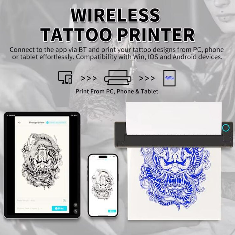 A41 203DPI Portable Tattoo Printer Office Study Bluetooth HD Thermal Printer, A41