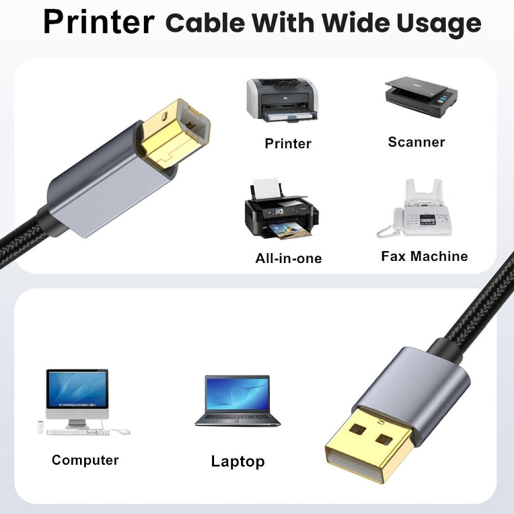 USB 2.0 A Male to B Male Square Port Printer Data Transmission Extension Cable, 0.3m, 1.8m, 3m, 5m, 10m