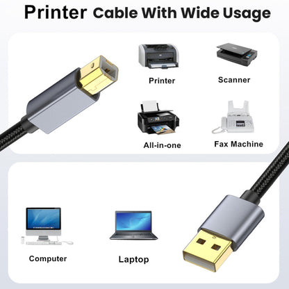 USB 2.0 A Male to B Male Square Port Printer Data Transmission Extension Cable, 0.3m, 1.8m, 3m, 5m, 10m