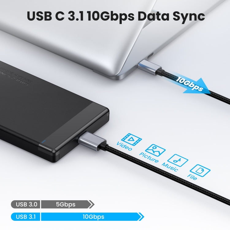 10Gbps USB-C / Type-C 3.1 to Micro B Mobile Hard Disk Adapter Cable, 0.5m, 1.8m, 3m
