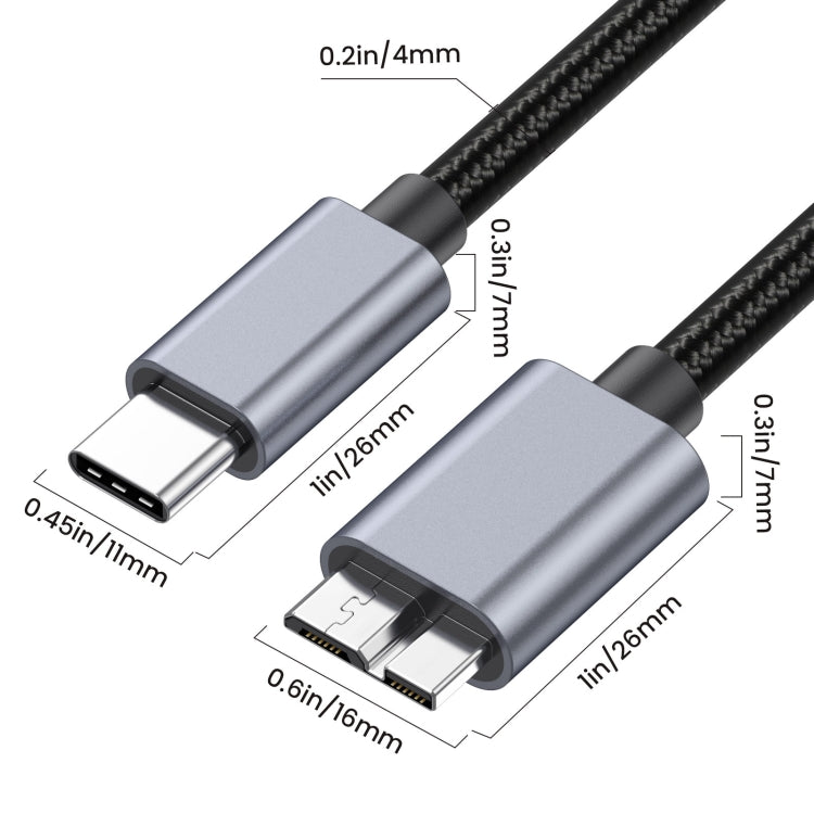10Gbps USB-C / Type-C 3.1 to Micro B Mobile Hard Disk Adapter Cable, 0.5m, 1.8m, 3m