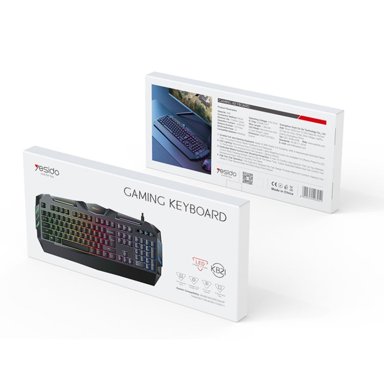 Yesido KB21 104-key 1.5m USB Wired Keyboard with Breathing Light, KB21