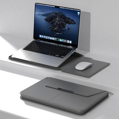 Multifunctional Laptop PU Magnetic Stand Split Liner Bag with Mouse Pad Function, 15 inch, 13-14 inch
