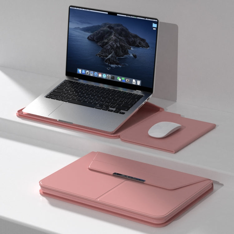 Multifunctional Laptop PU Magnetic Stand Split Liner Bag with Mouse Pad Function, 15 inch, 13-14 inch