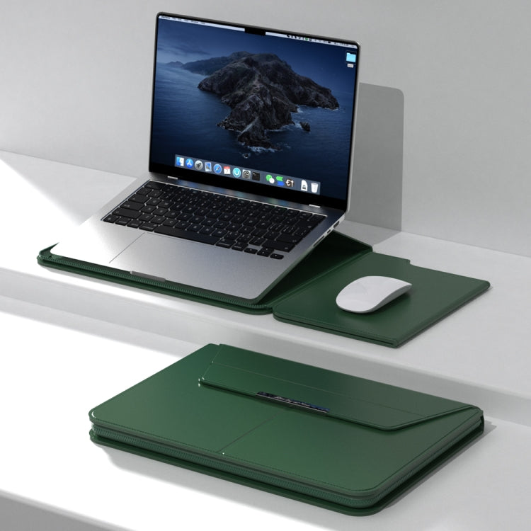 Multifunctional Laptop PU Magnetic Stand Split Liner Bag with Mouse Pad Function, 15 inch, 13-14 inch