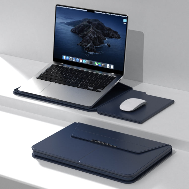 Multifunctional Laptop PU Magnetic Stand Split Liner Bag with Mouse Pad Function, 15 inch, 13-14 inch