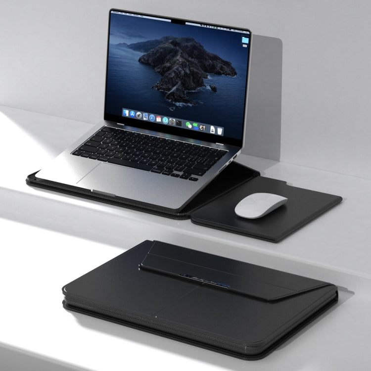 Multifunctional Laptop PU Magnetic Stand Split Liner Bag with Mouse Pad Function, 15 inch, 13-14 inch