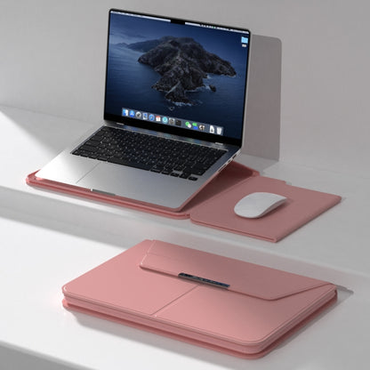 Multifunctional Laptop PU Magnetic Stand Split Liner Bag with Mouse Pad Function, 15 inch, 13-14 inch