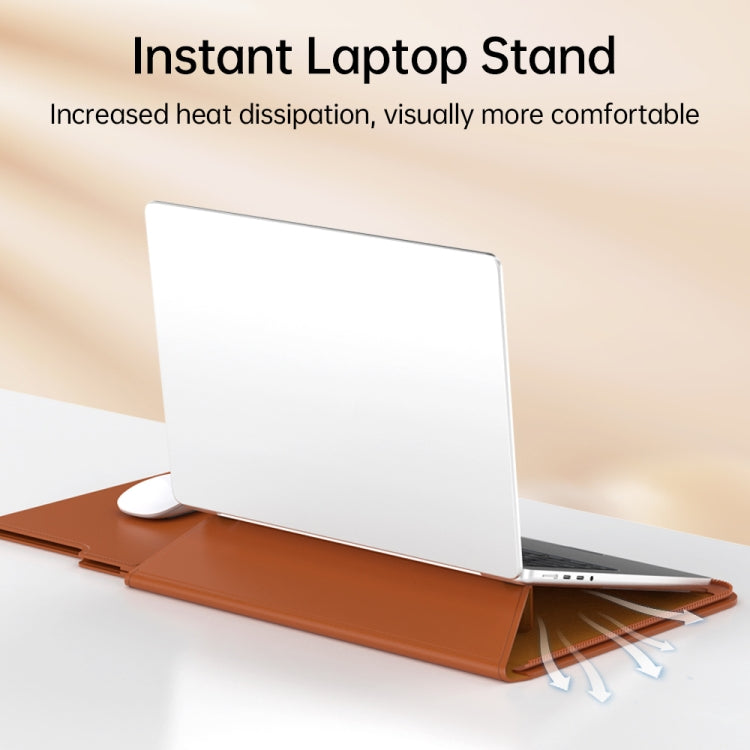 Multifunctional Laptop PU Magnetic Stand Split Liner Bag with Mouse Pad Function, 15 inch, 13-14 inch