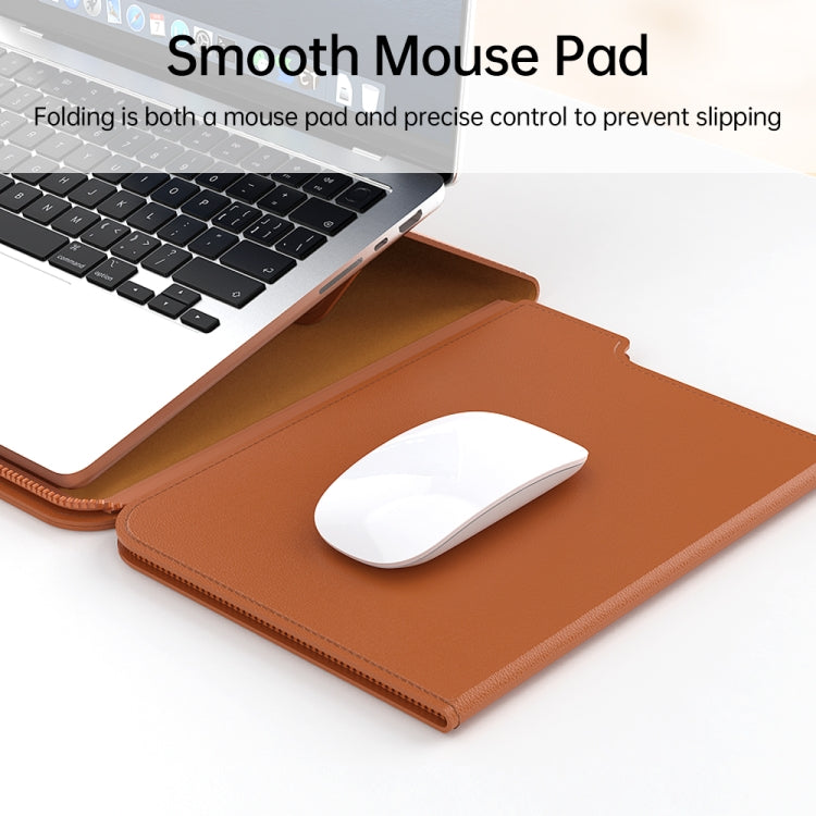 Multifunctional Laptop PU Magnetic Stand Split Liner Bag with Mouse Pad Function, 15 inch, 13-14 inch