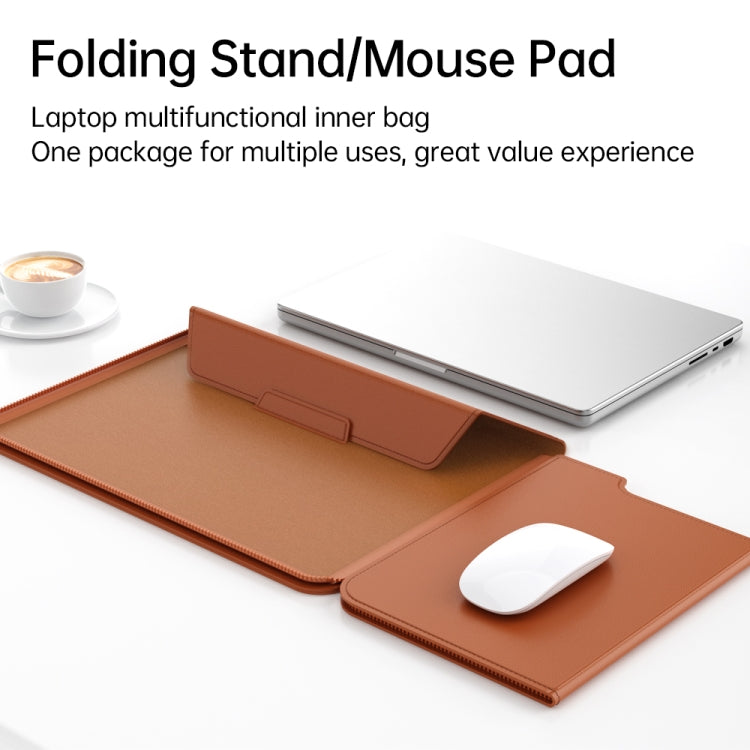 Multifunctional Laptop PU Magnetic Stand Split Liner Bag with Mouse Pad Function, 15 inch, 13-14 inch