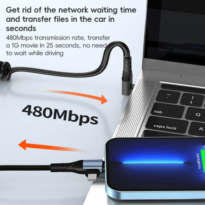 For LeadingIdeal L9 / L8 / L7 / L6 PD65W Type-C Elbow to Type-C, 8 Pin Spring Charging Cable