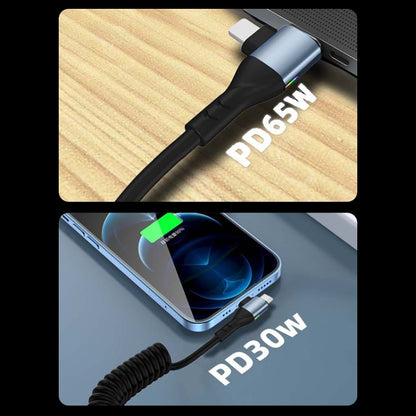 For LeadingIdeal L9 / L8 / L7 / L6 PD65W Type-C Elbow to Type-C, 8 Pin Spring Charging Cable