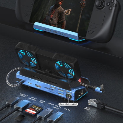 YCE-V279 10 in 1 USB-C Gaming Dock Station Hard Disk Enclosure with Detachable Fan, 10 in 1
