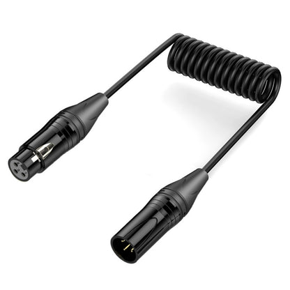 Audio Microphone Balanced Shielded Coiled Pure Copper Cable, Length: 0.5m, XLR 3 Pin Male to XLR 3 Pin Female